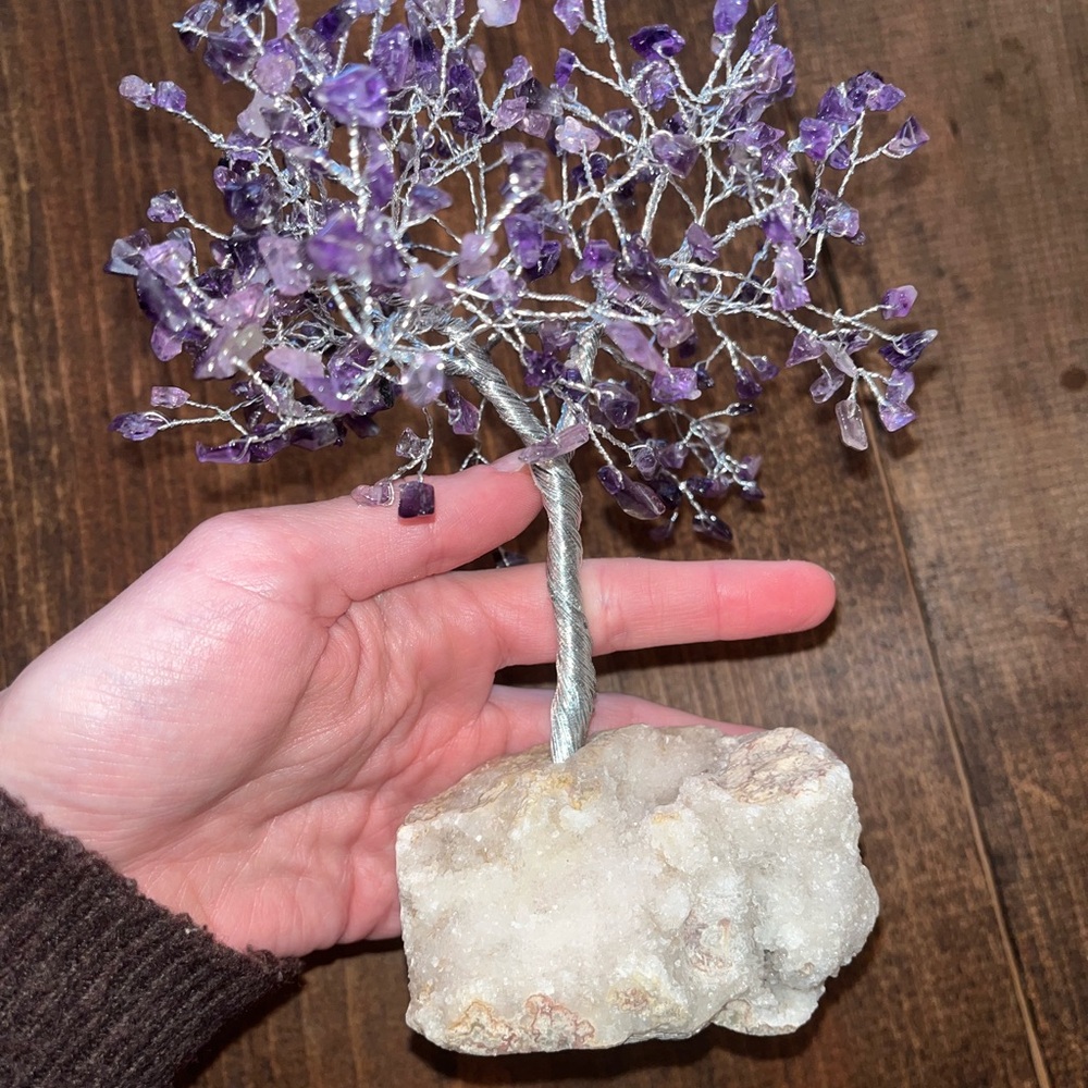Amethyst crystal tree with quartz base
